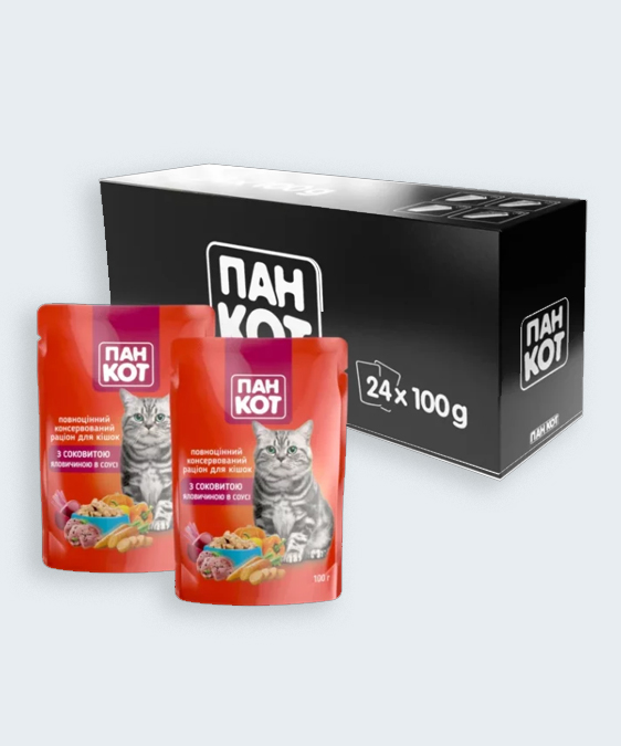 WISE CAT - წვნიანი სოუსი საქონლის ხორცით, 100გრ.x24 ცალი - Image 2