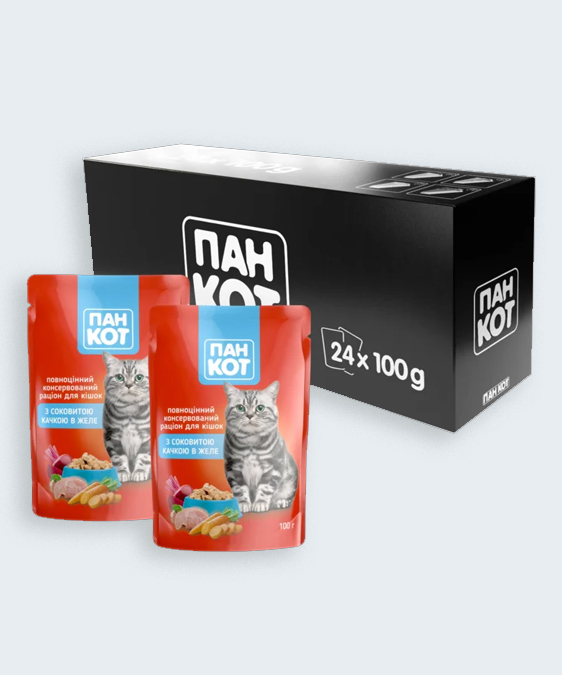 WISE CAT - წვნიანი ჟელე იხვის ხორცით, 100გრ.x24 ცალი - Image 2