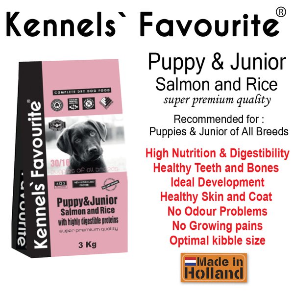 KENNEL`S FAVOURITE Puppy & Junior  - ლეკვის ზრადასრულ ასაკამდე, ორაგულით და ბრინჯით. 12,5კგ - Image 3
