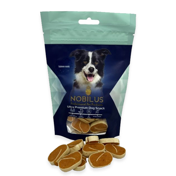 NOBILUS - dog snack, salmon sushi, 80g.