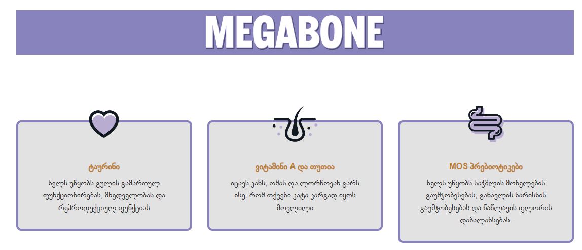 MEGABONE Point Cat - სრული და დაბალანსებული საკვები, ზრდასრული კატებისთვის, 15კგ - Image 2