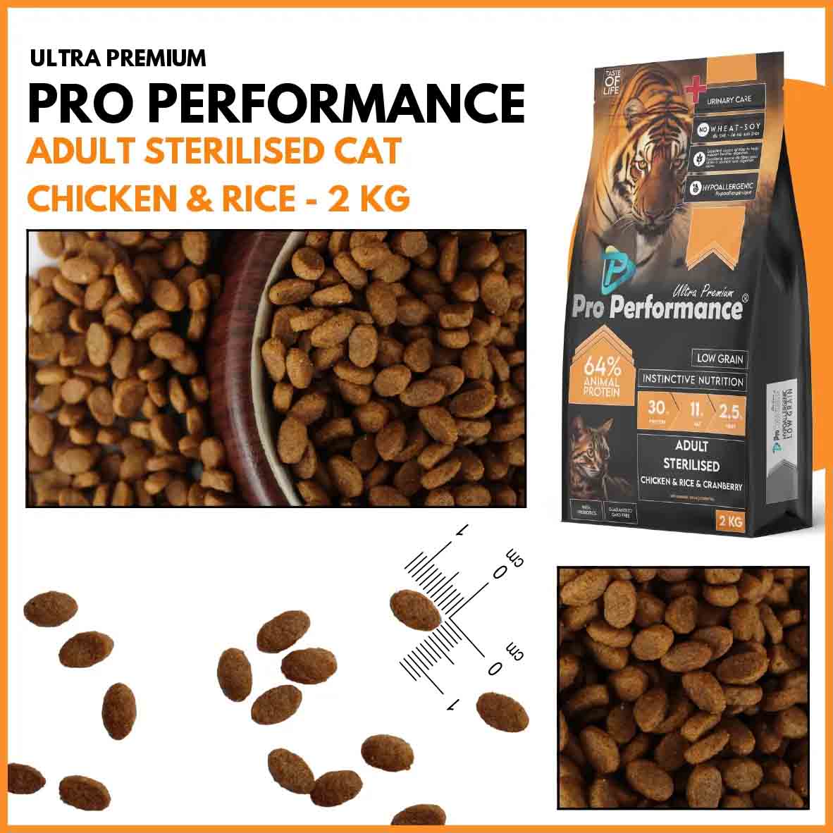 PRO PERFORMANCE · ADULT STERILISED - სტერილიზებული კატის საკვები ქათმის ხორცით, ბრინჯით და შტოშით, 2 კგ - Image 4
