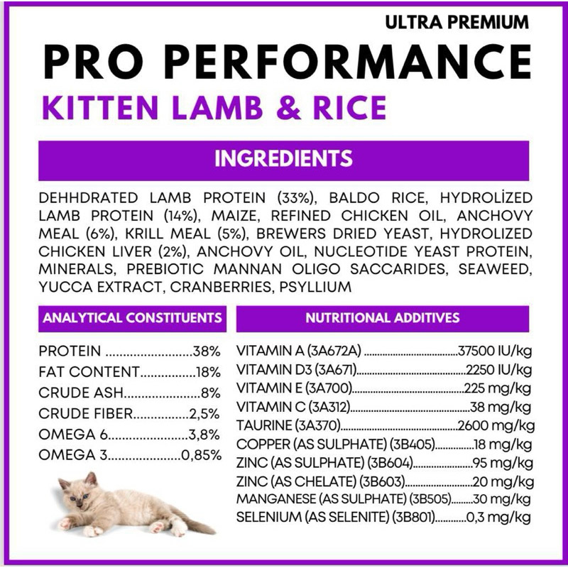 PRO PERFORMANCE · MOTHER & BABY KITTEN - კნუტებისა და მეძუძური კატებისთვის, ბატკნის ხორცით, ბრინჯით და შტოშით, 2 კგ - Image 4
