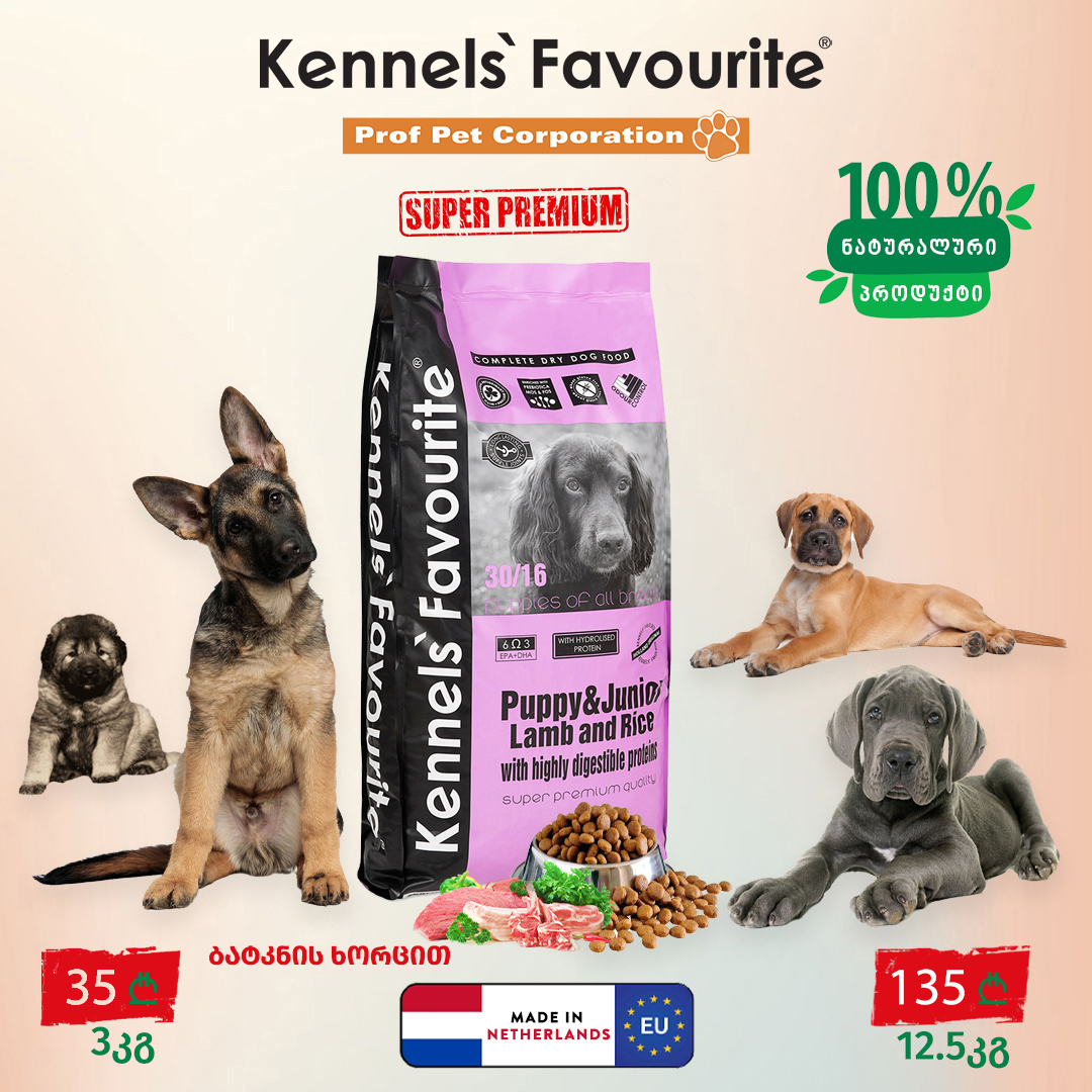 KENNEL`S FAVOURITE Puppy & Junior Lamb and Rice - ლეკვის ზრადასრულ ასაკამდე, ბატკანით და ბრინჯით. 12,5კგ - Image 2