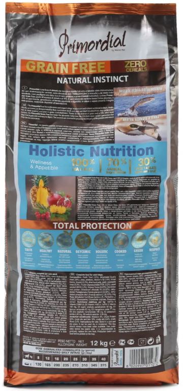 Primordial - ზრდასრული ძაღლის - თინუსის და ბატკნის ხორცით, მარცვლეულის გარეშე, 12კგ. - Image 2